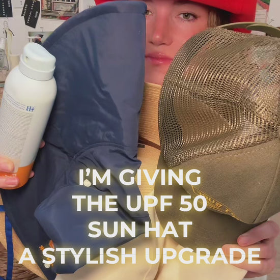 GoldenOur founder giving the UPF 50 sun hat a stylish upgrade